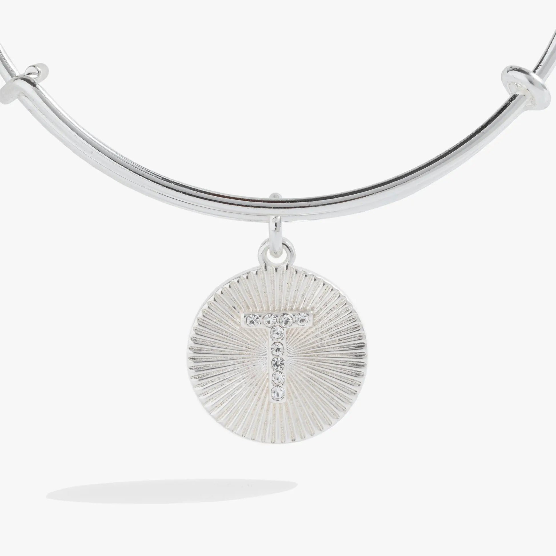 Initial T Pave Starburst Texture Bangle bracelet in silver tone by Alex and Ani on Tampa Home & Garden Store