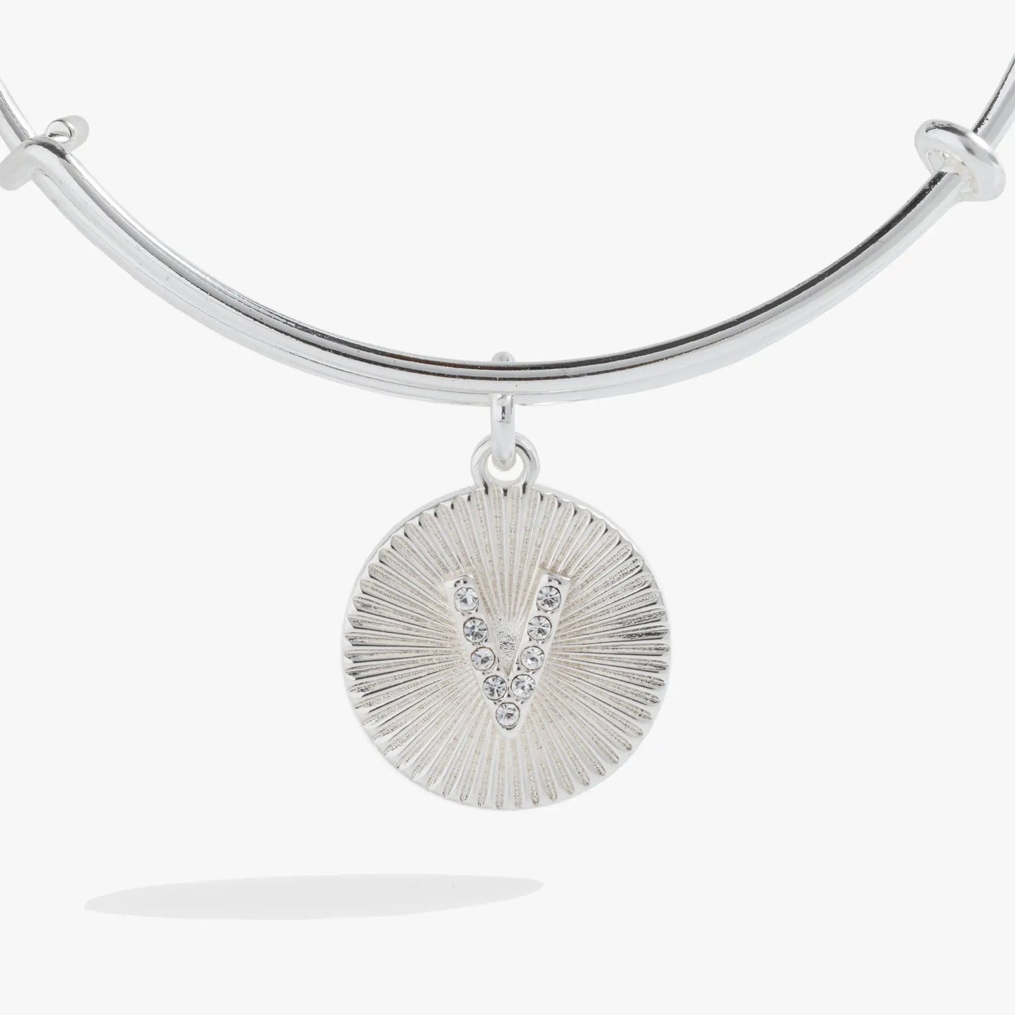 Initial V pave starburst texture bangle, silver-tone crystal pavé accents by ALEX AND ANI on Tampa Home & Garden Store