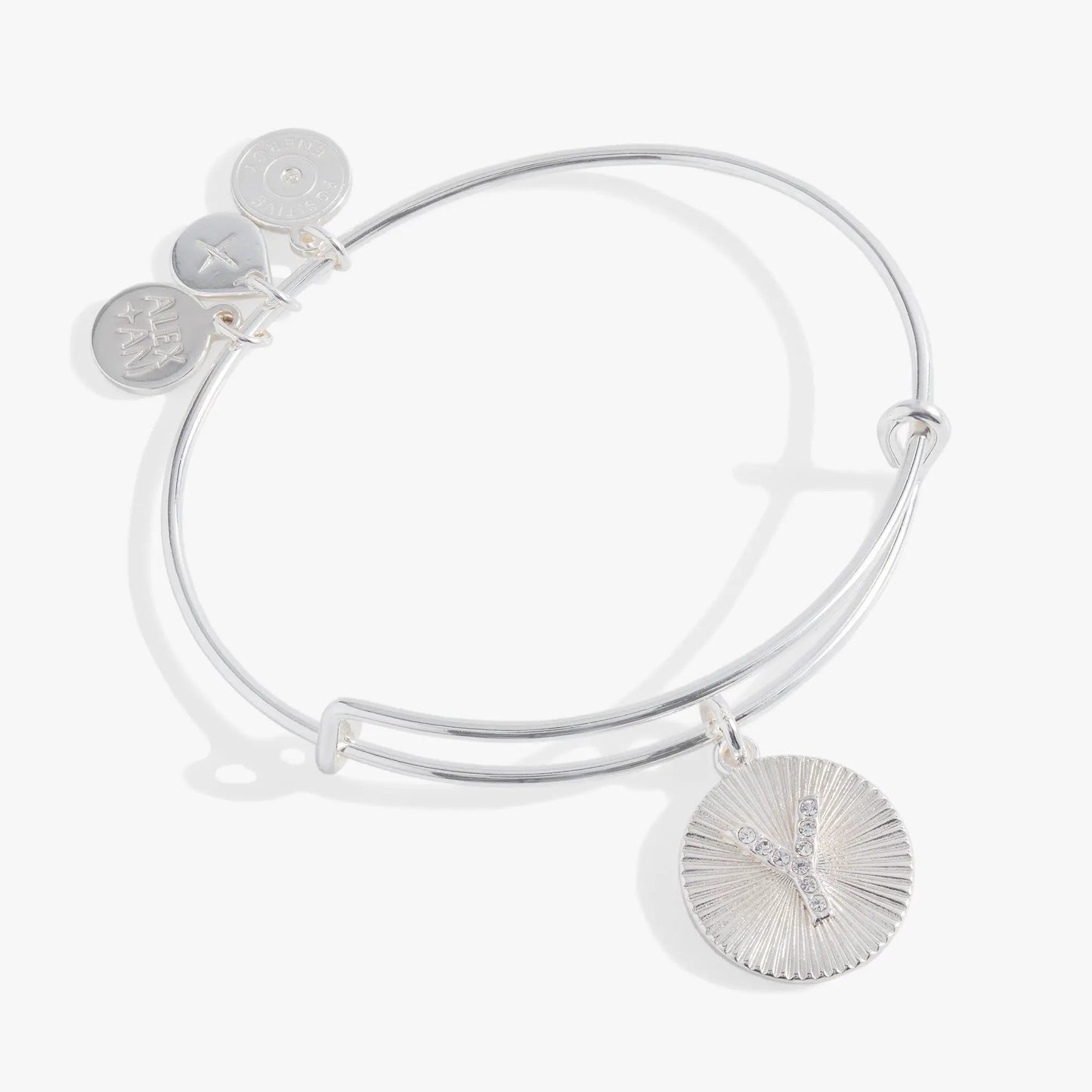 Pavé Starburst Texture Initial Bangle Bracelet