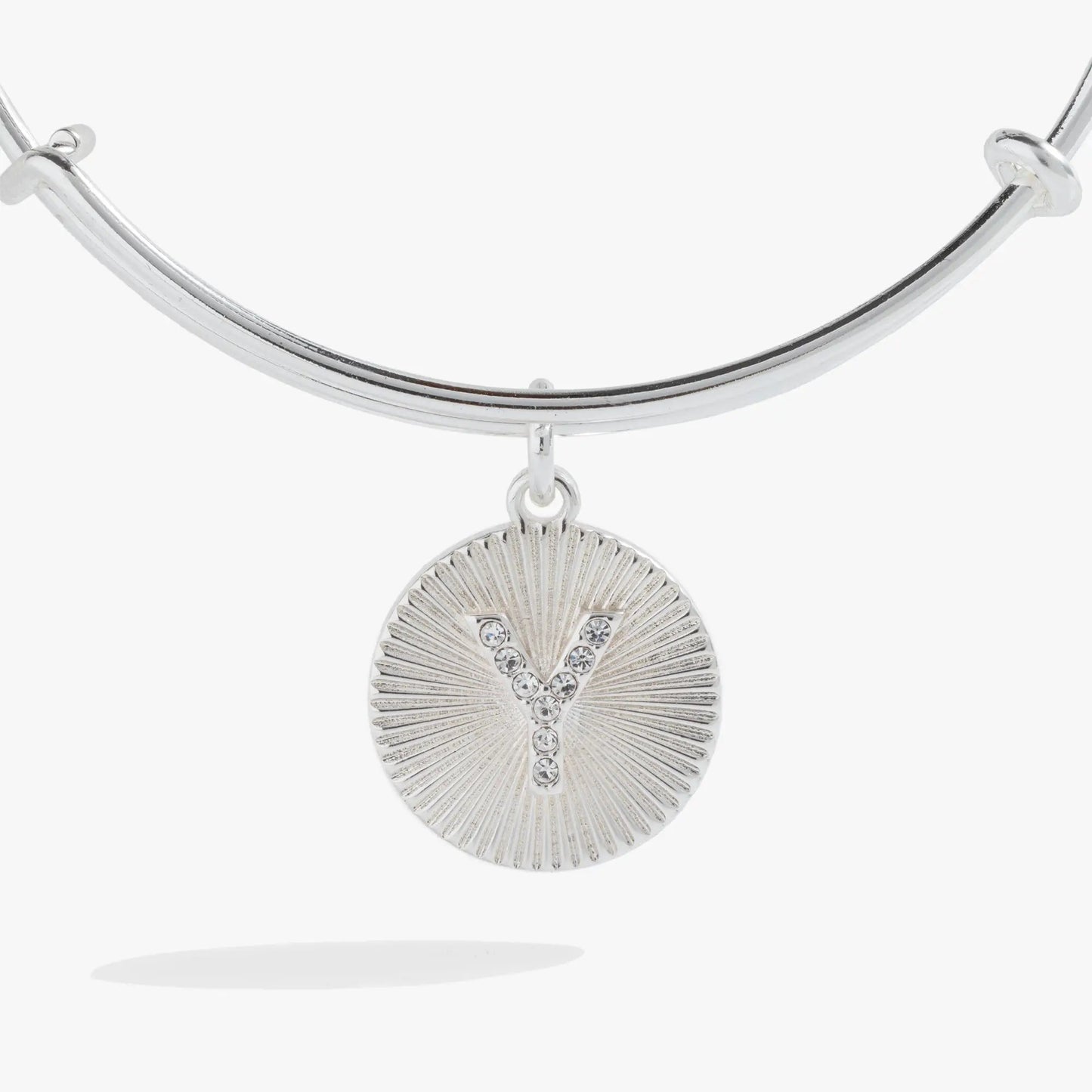 Pavé Starburst Texture Initial Bangle Bracelet