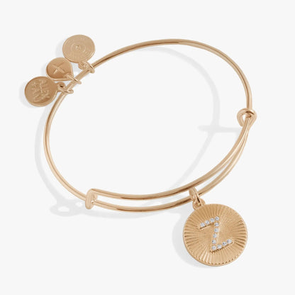 Initial Z Pave Starburst Texture Bangle Bracelet