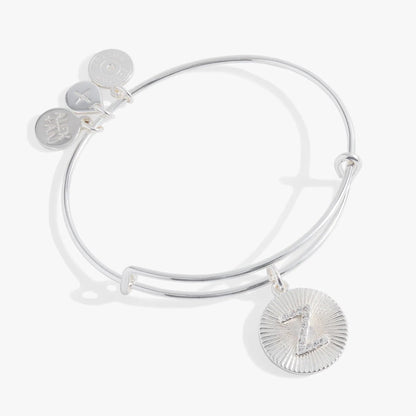 Initial Z Pave Starburst Texture Bangle Bracelet