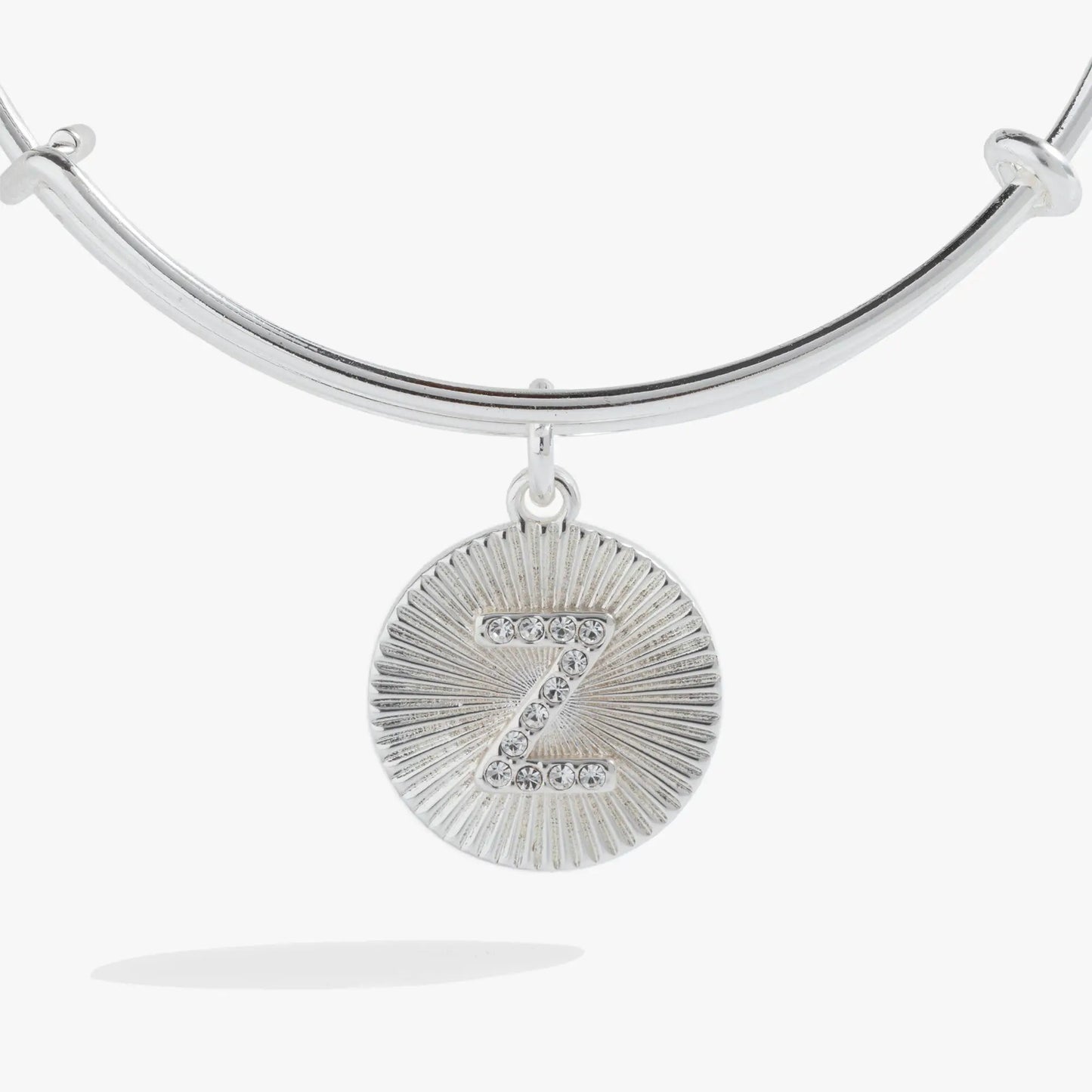 Initial Z Pave Starburst Texture Bangle Bracelet