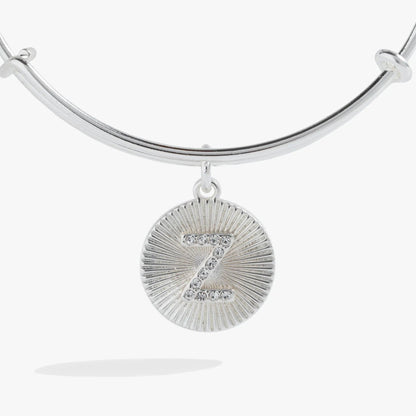 Initial Z Pave Starburst Texture Bangle Bracelet