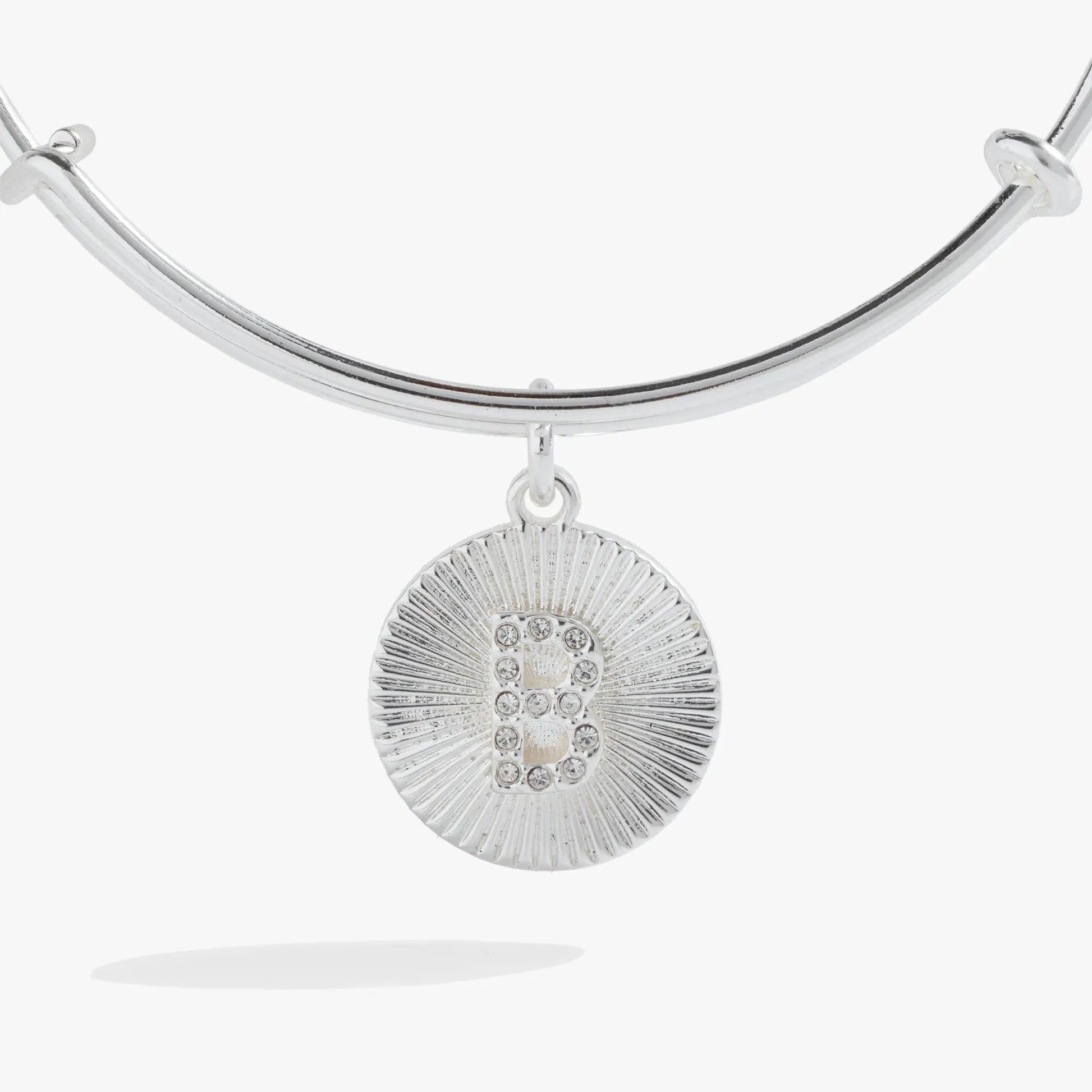Initial B Pave Starburst Bangle in silver tone with pavé crystals pendant by ALEX AND ANI on Tampa Home & Garden Store