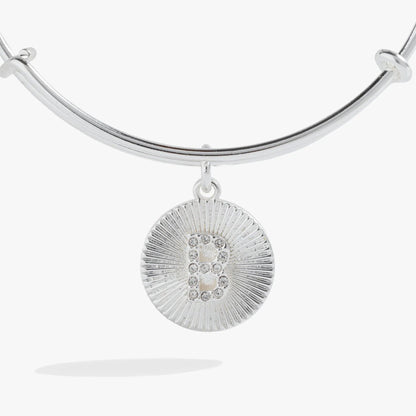 Initial B Pave Starburst Bangle in silver tone with pavé crystals pendant by ALEX AND ANI on Tampa Home & Garden Store