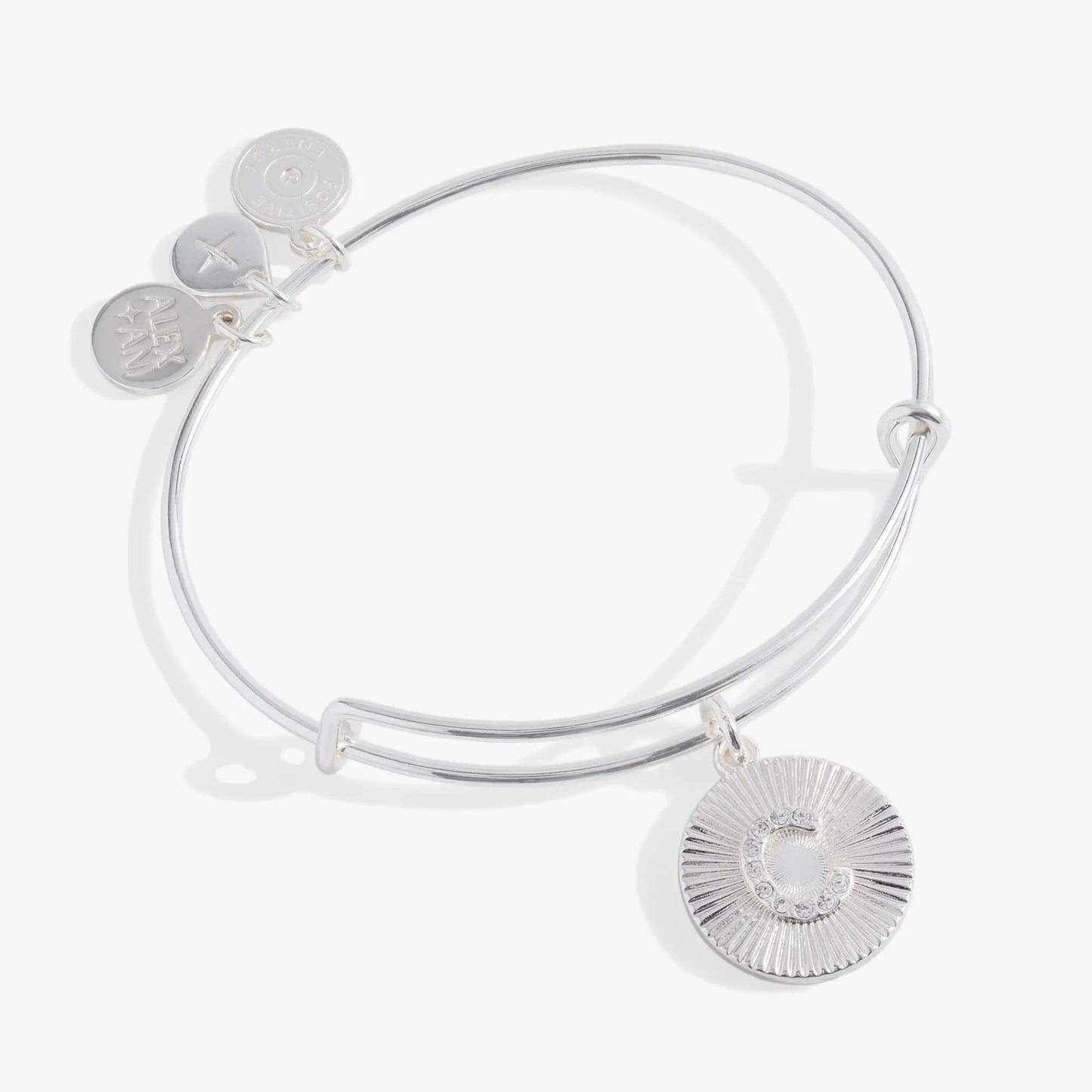 Alex and Ani Initial C pave starburst texture bracelet with round charms on Tampa Home & Garden Store