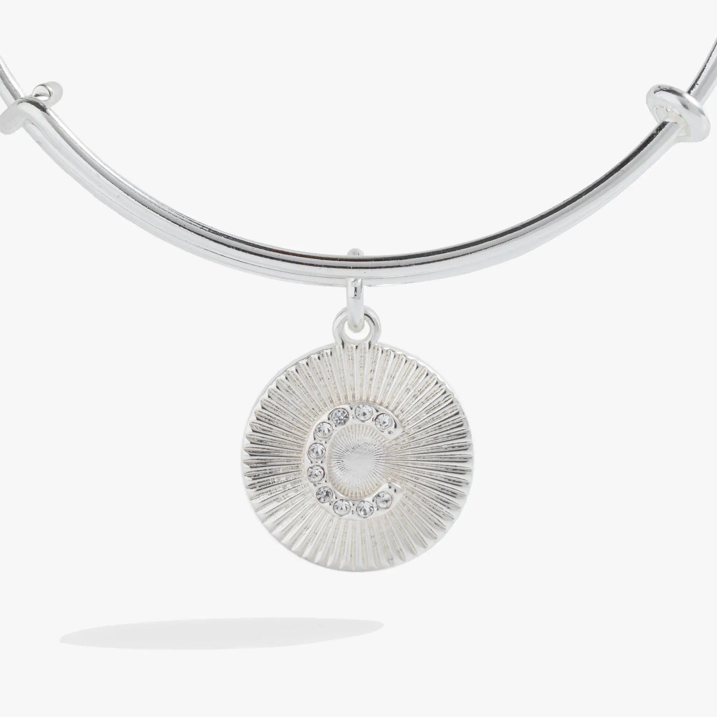 Bracelet Initial C pave starburst bangle by Alex and Ani silver with crystal pendant on Tampa Home & Garden Store