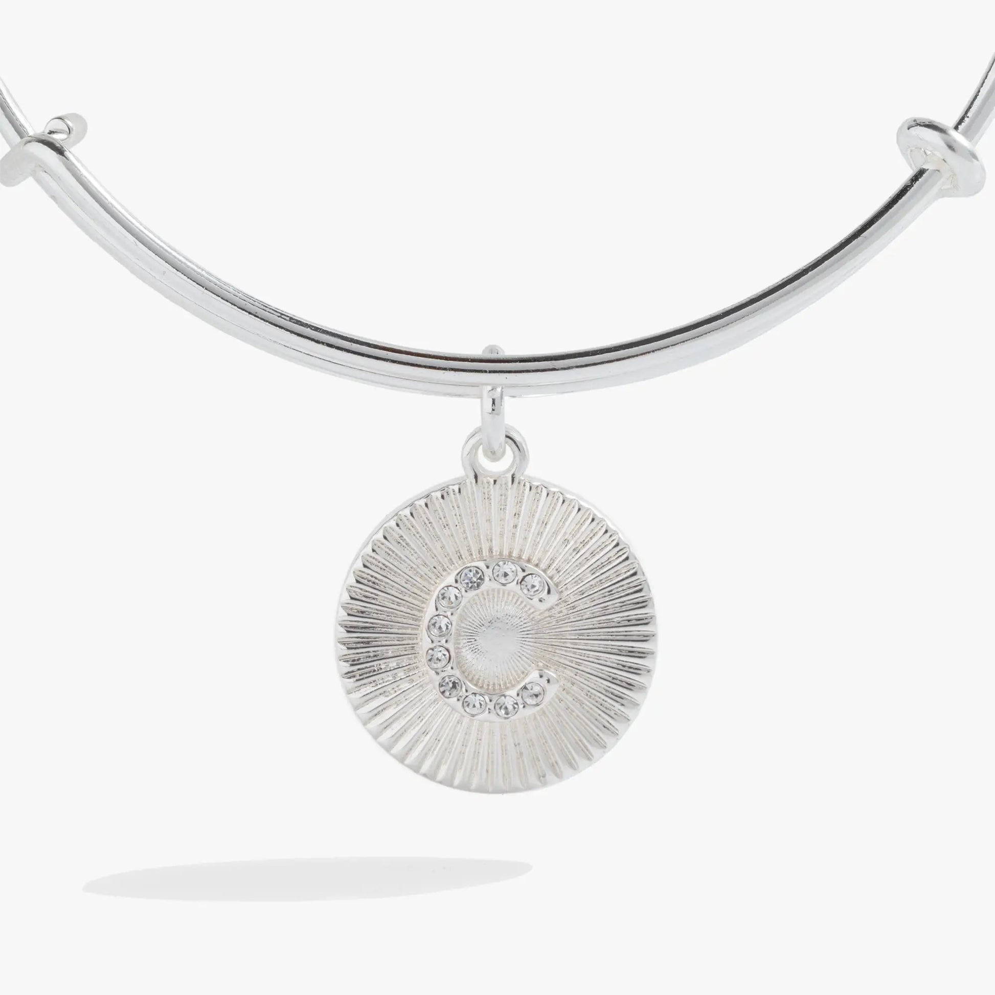 Bracelet Initial C pave starburst bangle by Alex and Ani silver with crystal pendant on Tampa Home & Garden Store