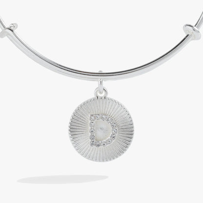 Initial D pave starburst texture bangle, silver Alex and Ani cuff with crystal sunburst pendant on Tampa Home & Garden Store
