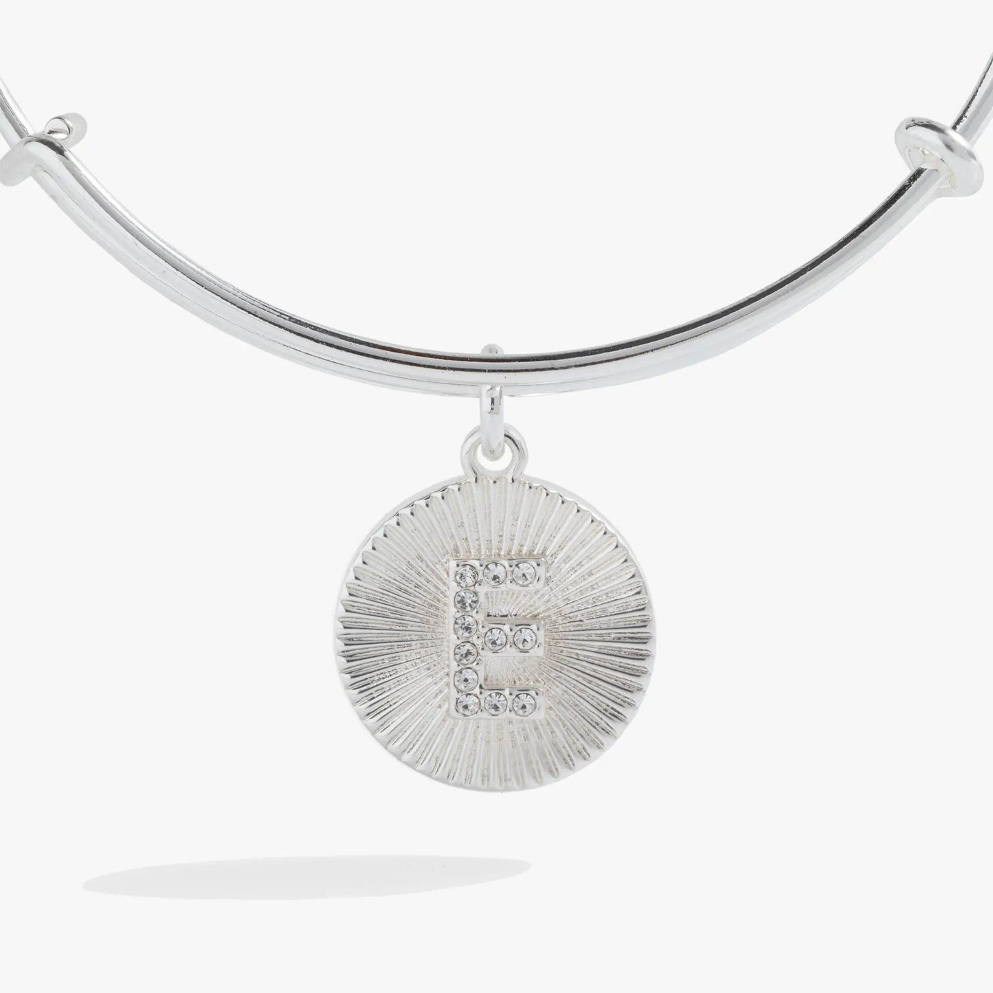 Bracelet Initial E pave starburst texture bangle by ALEX AND ANI with pave E pendant on Tampa Home & Garden Store