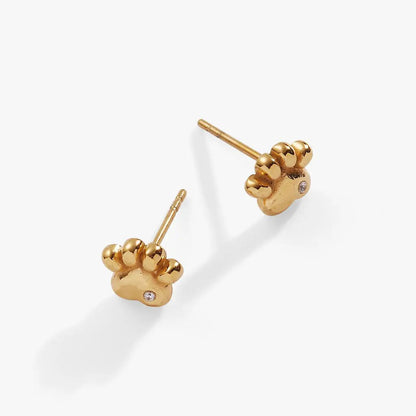 Crystal Paw Mini Stud Earrings for Dog Lovers