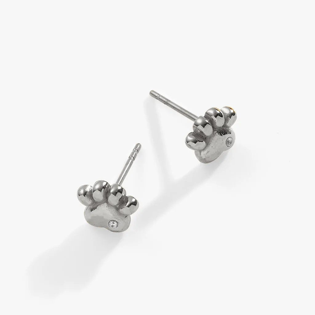 Paw Print Mini Stud Earrings Featuring Crystals