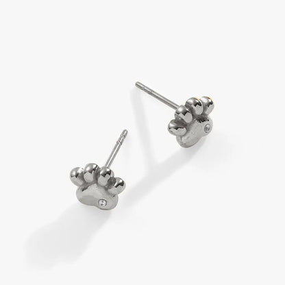 Paw Print Mini Stud Earrings Featuring Crystals
