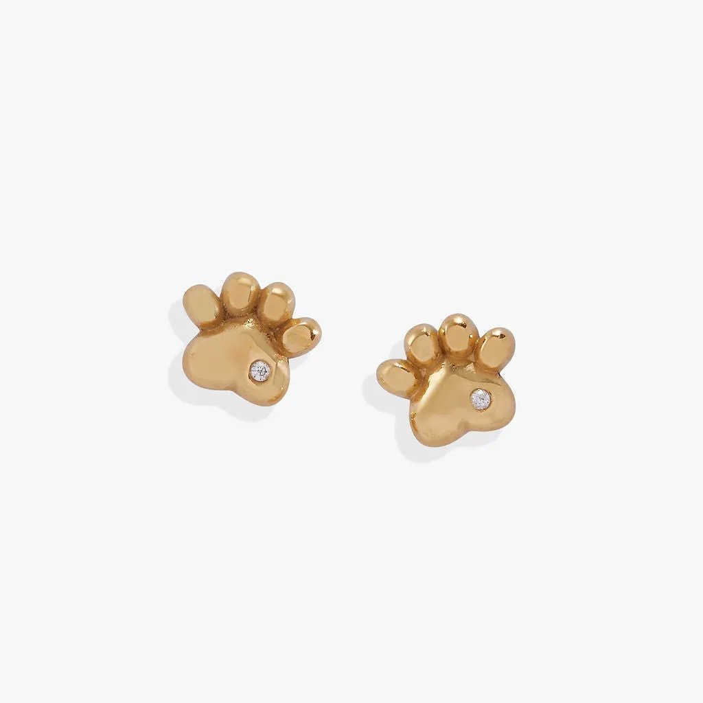 Crystal Paw Mini Stud Earrings for Dog Lovers