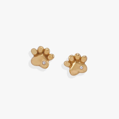 Crystal Paw Mini Stud Earrings for Dog Lovers