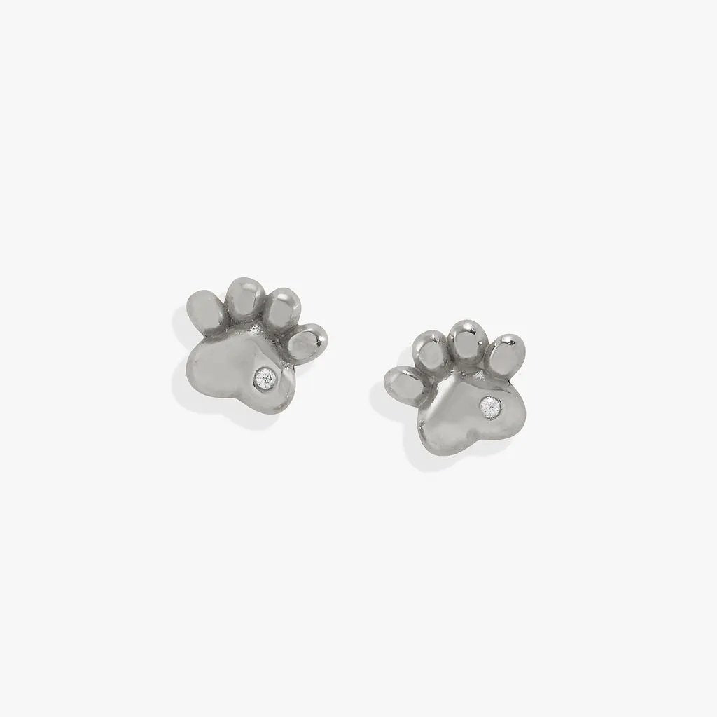 Paw Print Mini Stud Earrings Featuring Crystals