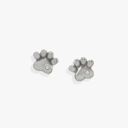 Paw Print Mini Stud Earrings Featuring Crystals