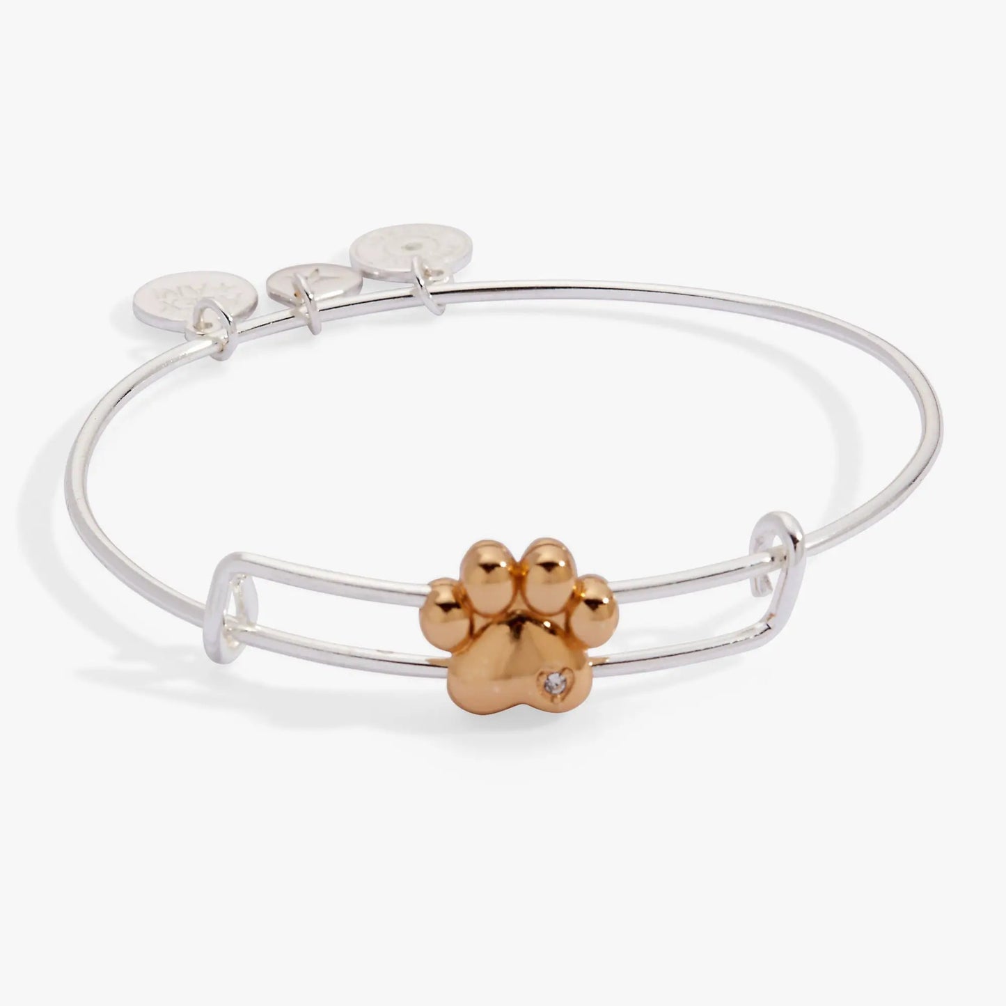 Paw Slider Bangle With Crystal Charm and Shine