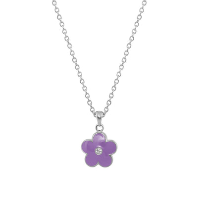 Flower Girl Necklace purple flower pendant with crystal center on silver chain by Lauren G Adams on Tampa Home & Garden Store