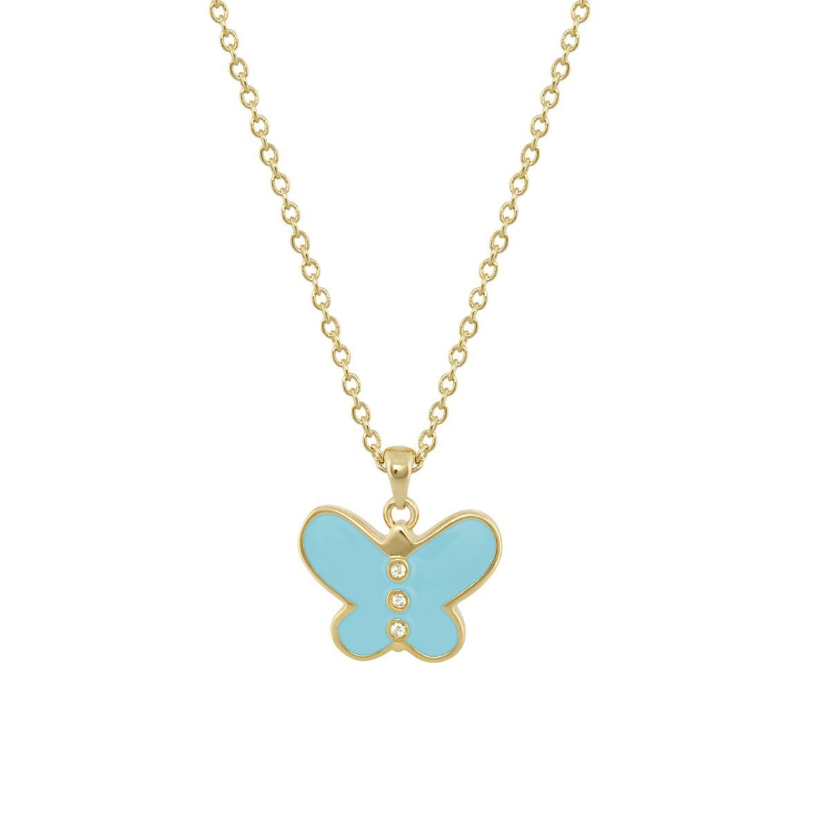 Petite Butterfly Necklace blue enamel pendant on gold-tone chain with crystals on Tampa Home & Garden Store