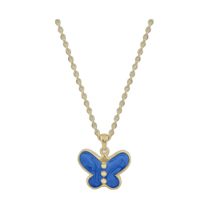 Petite Butterfly Necklace by Lauren G Adams gold-tone chain blue enamel butterfly pendant on Tampa Home & Garden Store