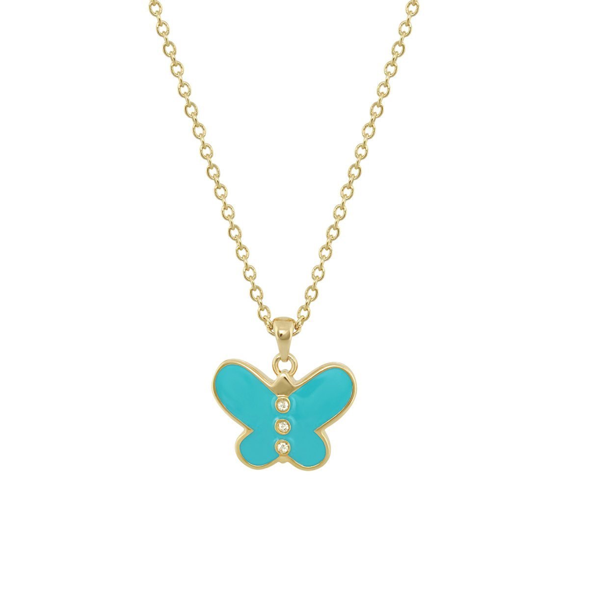 Petite Butterfly Necklace turquoise enamel with gold-tone setting Lauren G Adams on Tampa Home & Garden Store