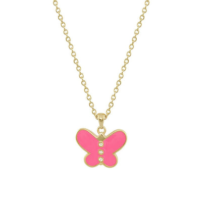 Petite Butterfly Necklace pink enamel with crystal accents on gold chain by Lauren G Adams on Tampa Home & Garden Store