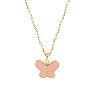 Petite Butterfly Necklace pink enamel butterfly with gold trim and crystal accents Lauren G Adams on Tampa Home & Garden Store
