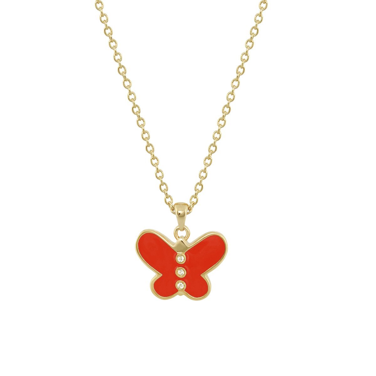 Petite Butterfly Necklace by Lauren G Adams, gold-tone chain with red enamel butterfly pendant on Tampa Home & Garden Store