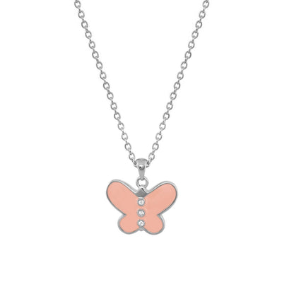 Petite butterfly necklace by Lauren G Adams in pink enamel with crystals on silver chain on Tampa Home & Garden Store
