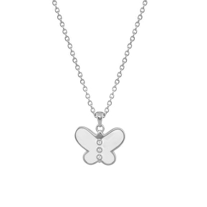 Petite butterfly necklace silver chain with white enamel pendant and crystals by Lauren G Adams on Tampa Home & Garden Store