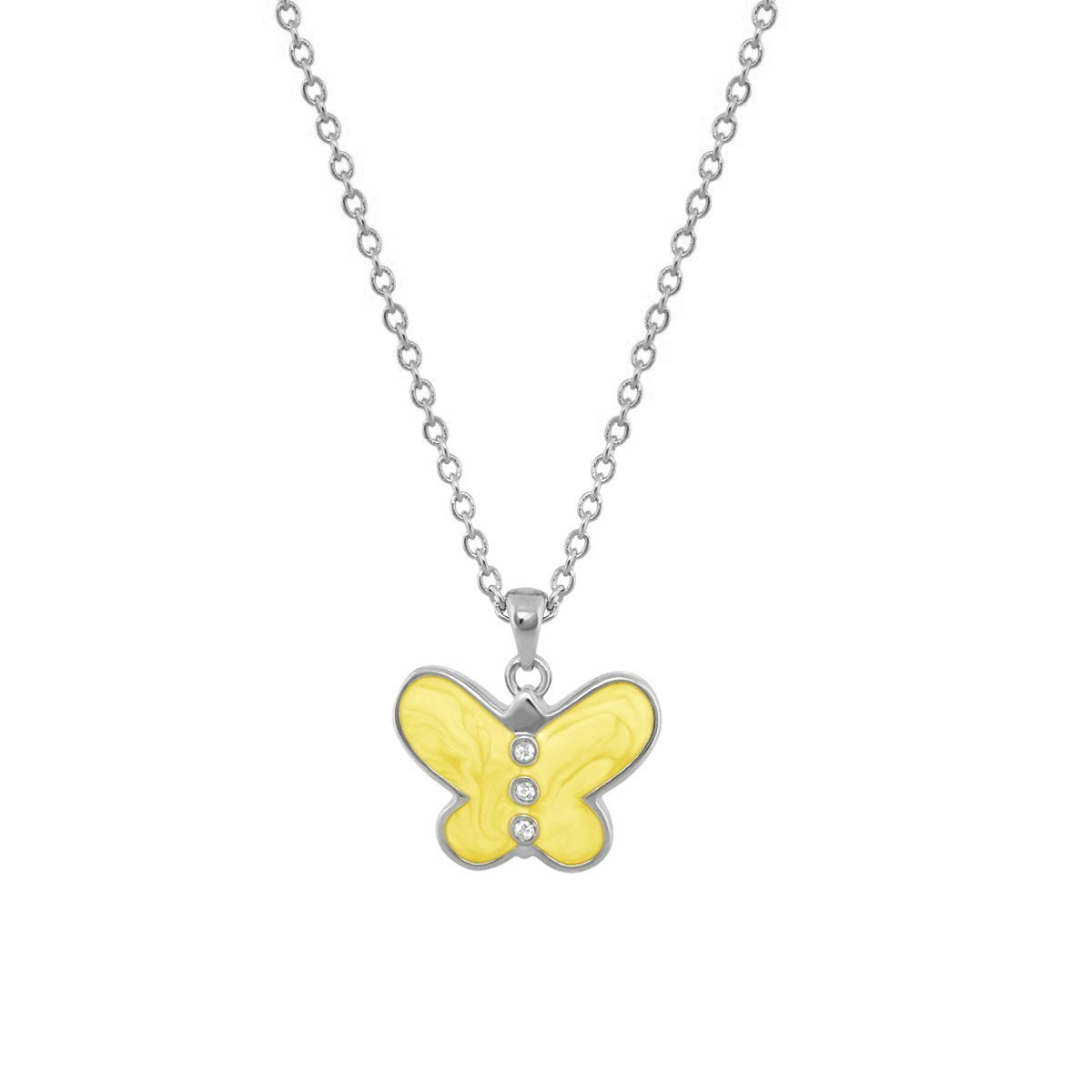 Petite Butterfly Necklace yellow enamel butterfly pendant with crystals on silver chain on Tampa Home & Garden Store