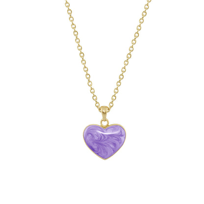 Baby Hearts Necklace by Lauren G Adams, gold-tone chain with purple marbled heart pendant on Tampa Home & Garden Store