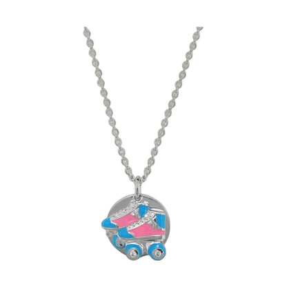 Childrens Pendant Necklace Lauren G Adams, silver chain with blue pink sneaker pendant on Tampa Home & Garden Store
