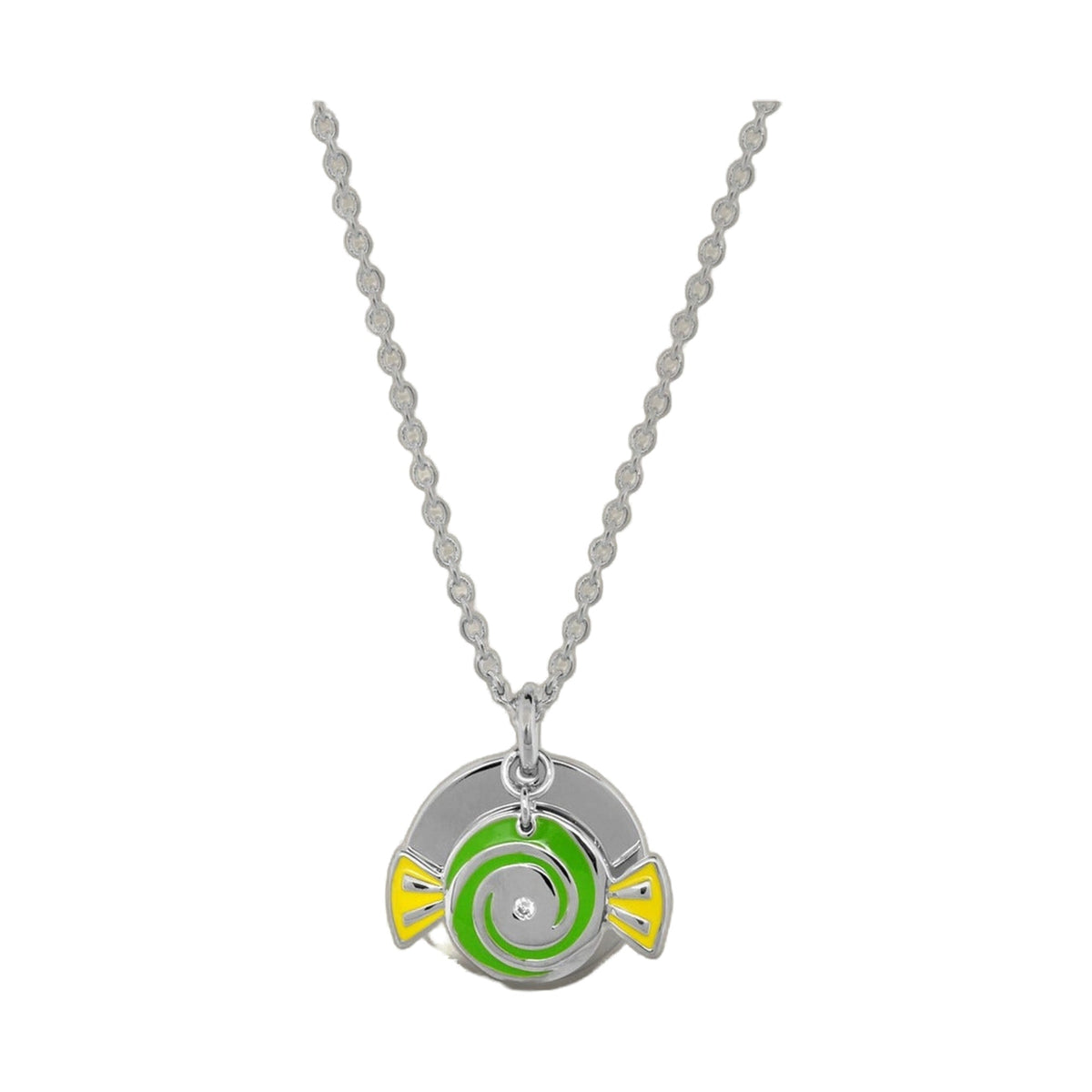 Children's necklace with colorful circular pendant on silver chain on Tampa Home & Garden Store
