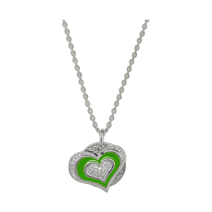 Children's heart pendant necklace with green enamel and pavé diamonds on chain by Lauren G Adams on Tampa Home & Garden Store