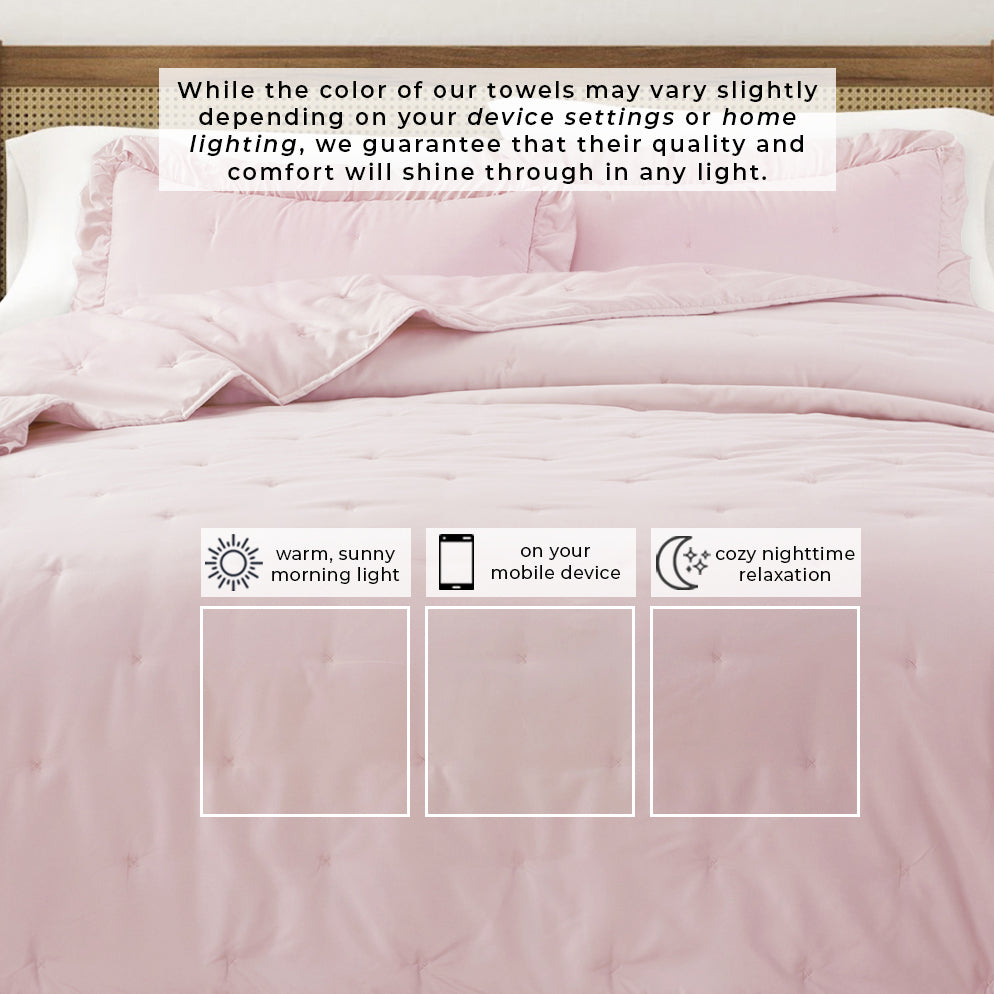 Dot Stitched Ruffled Quilt Set and Bedding