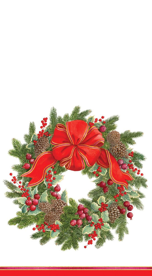 Couronne de sapin Caspari (blanche) - Serviette d'invité