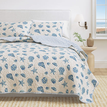 Coastal Blue Microfiber Quilt Set and Bedding