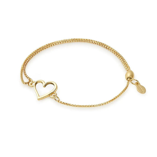 Heart pull chain bracelet in gold-tone with open heart charm by ALEX AND ANI on Tampa Home & Garden Store