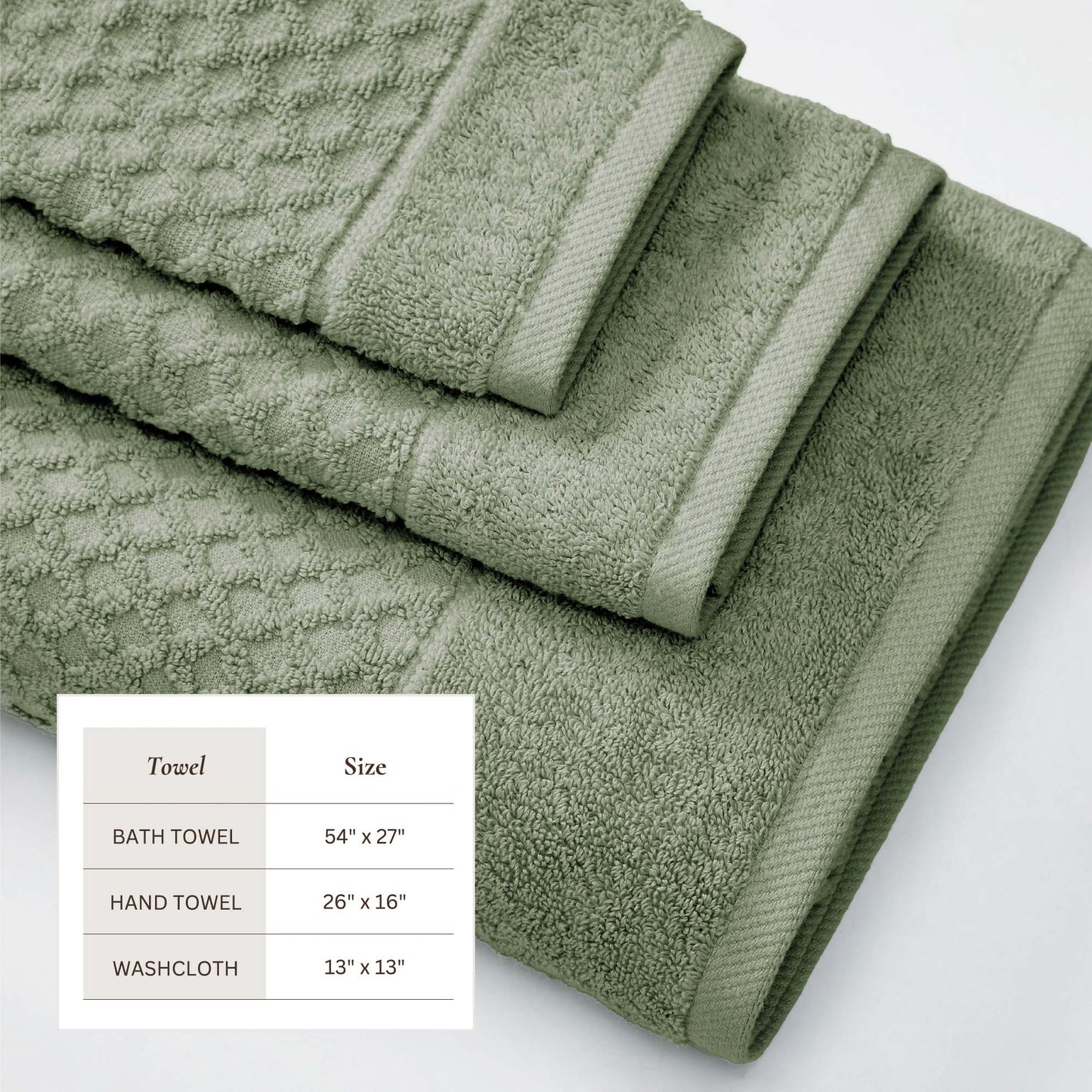 Cotton Diamond Waffle Weave Bath Towel Set