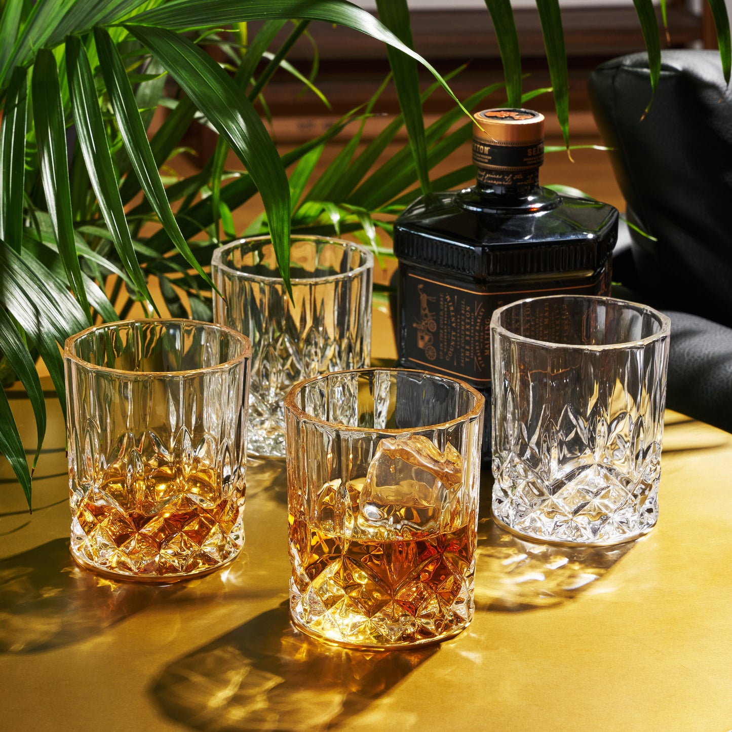 Admiral Crystal Cut Rocks Glasses Set of 4