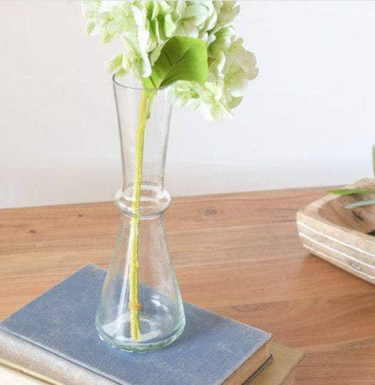 9-inch clear tapered bud vase by Thenestedfig, glass vase for stems on Tampa Home & Garden Store