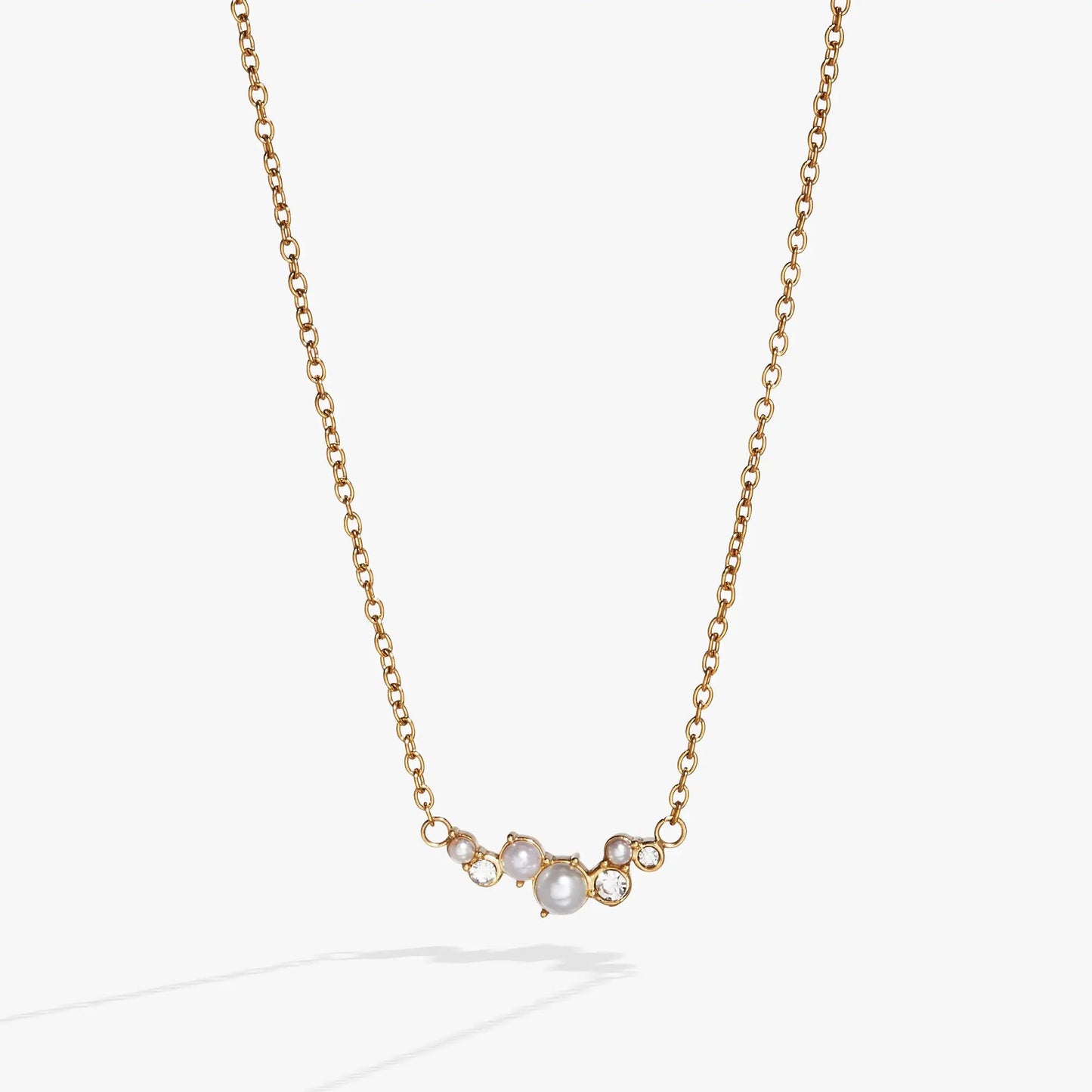 Pearl and Crystal Inline Pendant Necklace