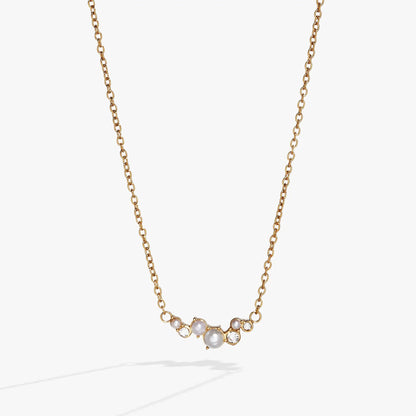 Pearl and Crystal Inline Pendant Necklace