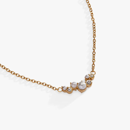 Pearl and Crystal Inline Pendant Necklace