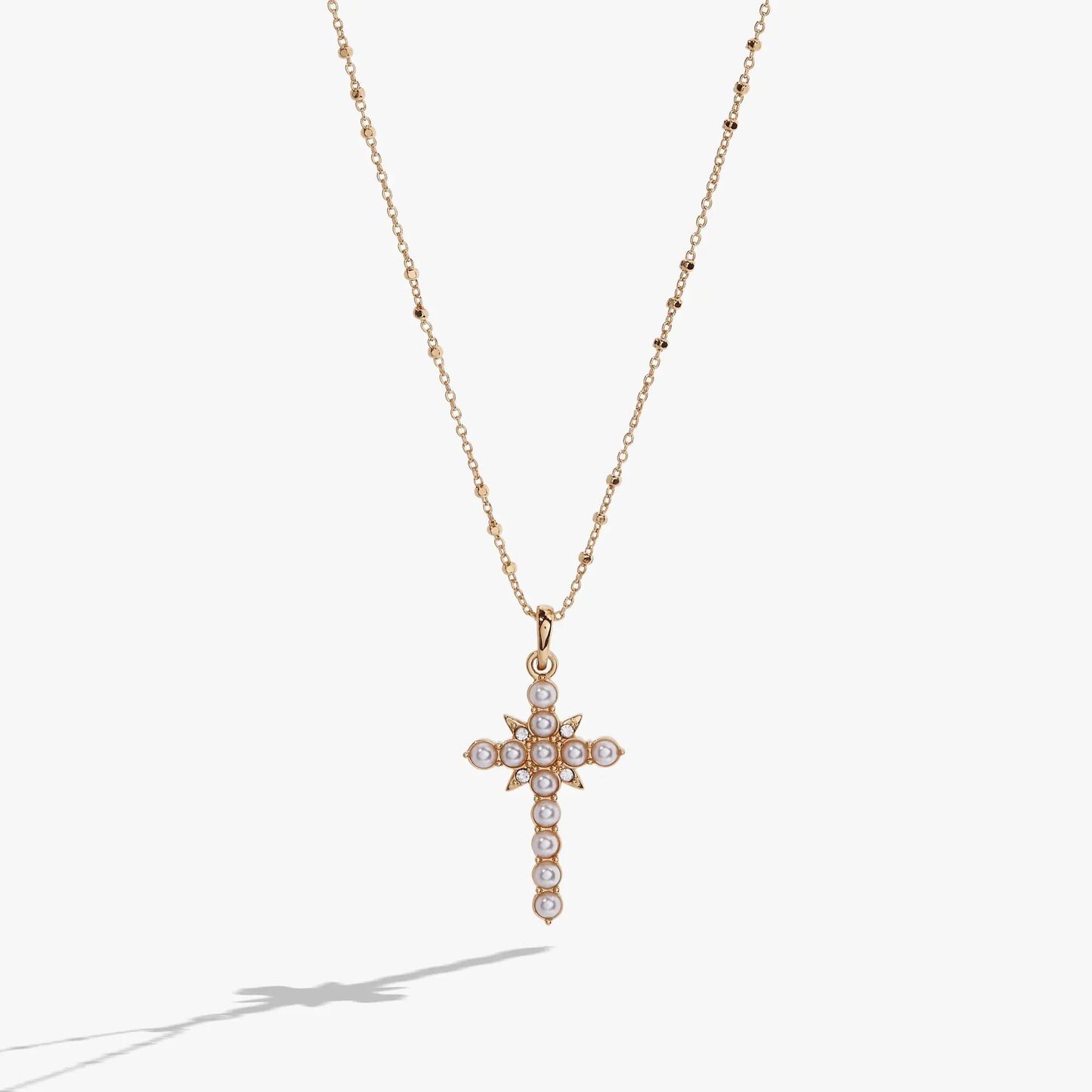 Divine Guides Cross Pendant Necklace With Pearl