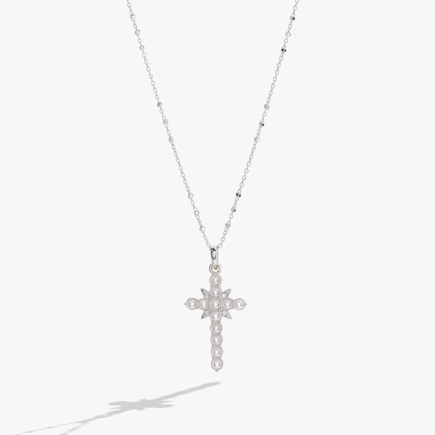 Divine Guides Cross Pendant Necklace With Pearl