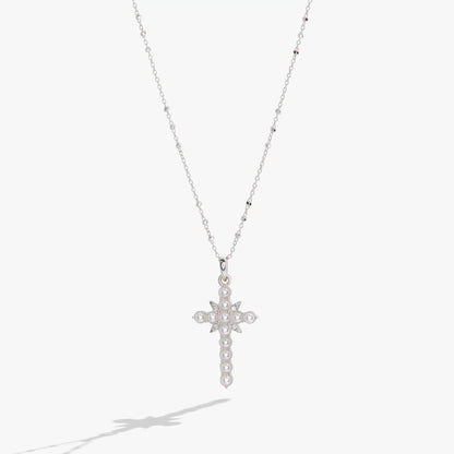 Divine Guides Cross Pendant Necklace With Pearl